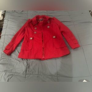 Elegant Red Women's Pea Coat